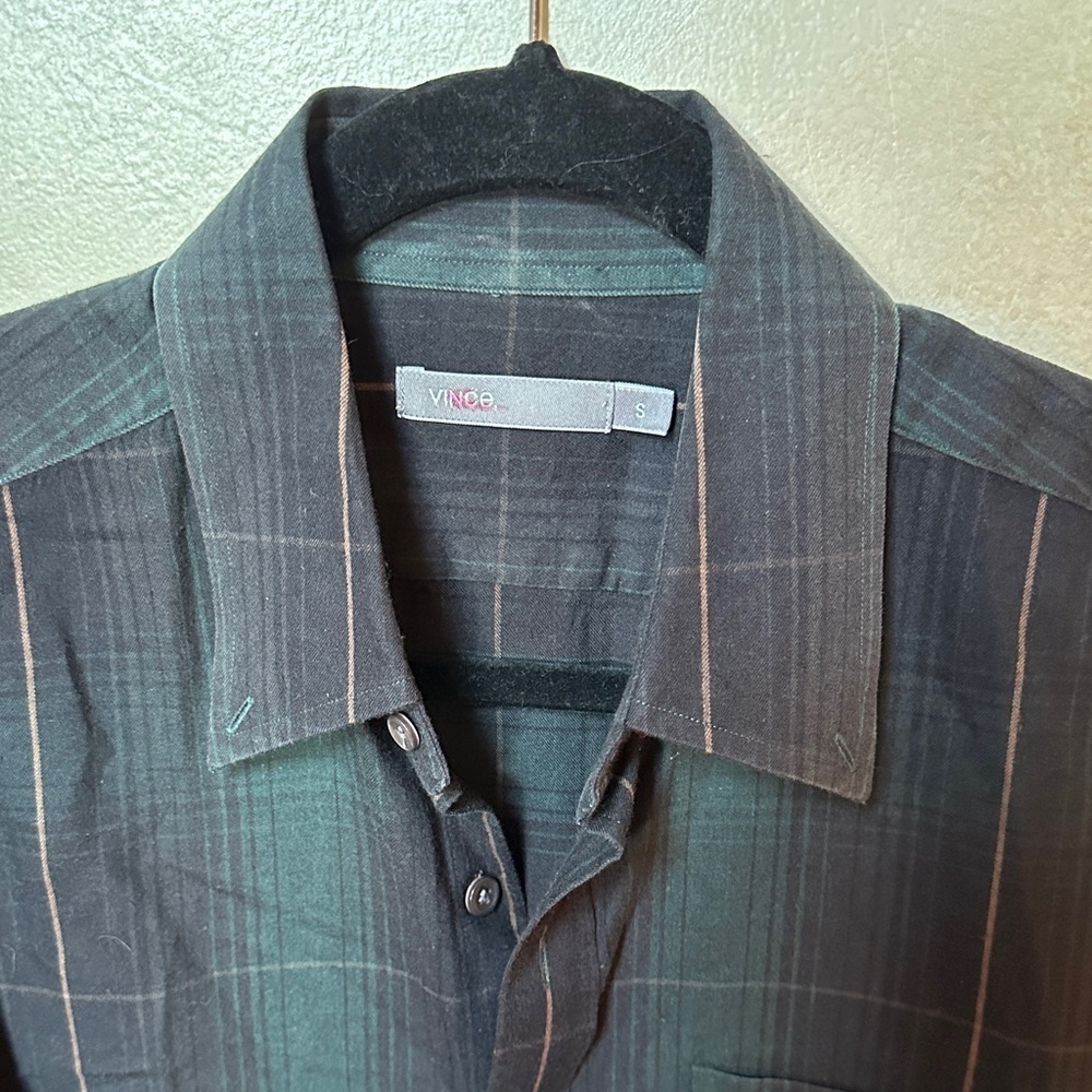 Vince Dark Plaid Collared Shirt - Picture 2 of 4